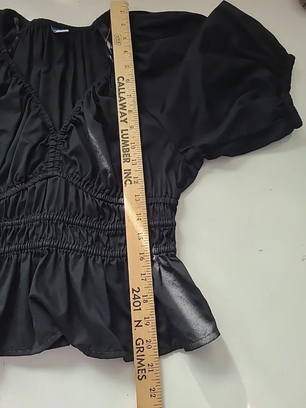 Old Navy‎ Top S Black Puff Sleeve Baby Doll Peplum Elastic Waist Y2K Style